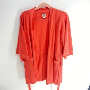 Natori Waffle Thermal Pink Coral Casual Cotton bath Robe Women M